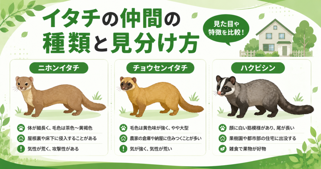イタチの仲間の見分け方と対処法