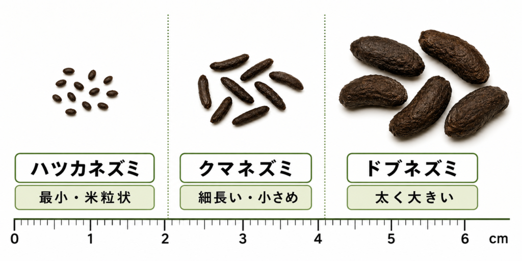 ネズミのフン 大きさ 比較