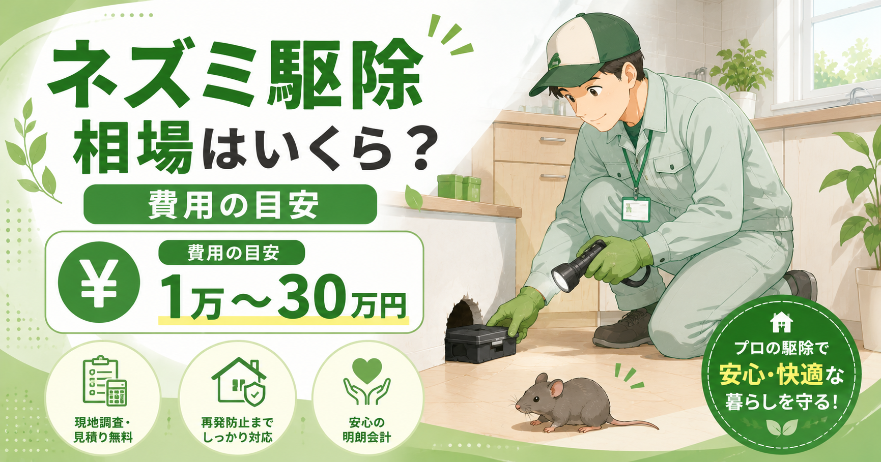 ネズミ駆除相場の費用目安を解説するイメージ画像