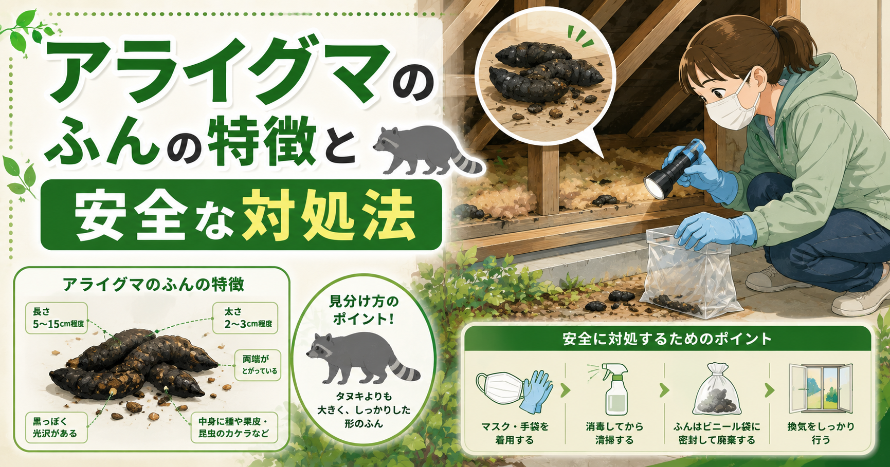 アライグマのふんの特徴と安全な対処法