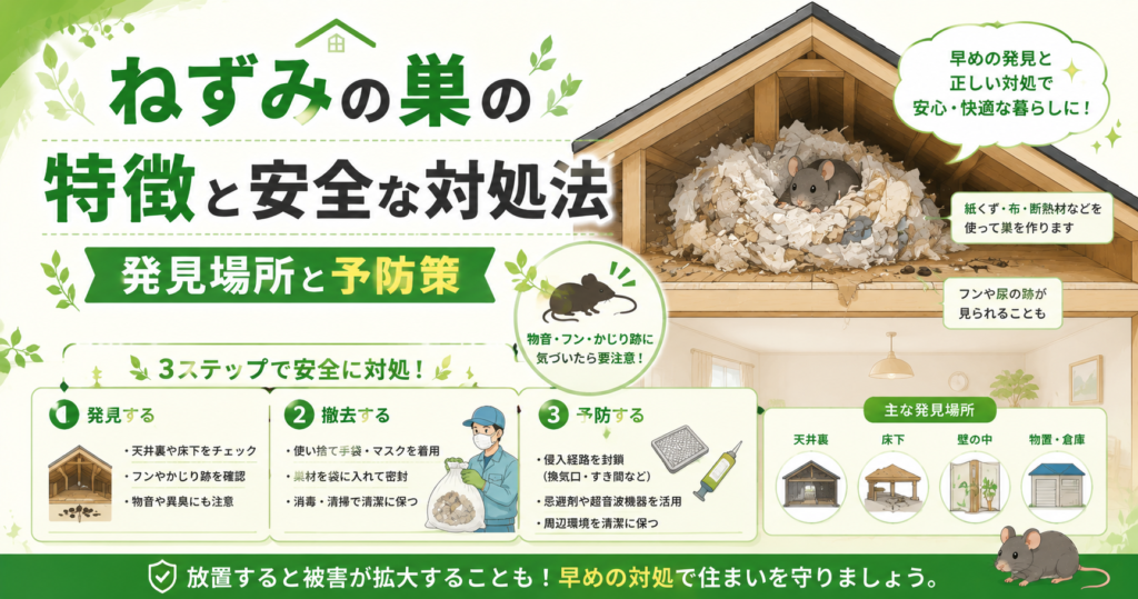 ねずみの巣 発見場所と対処法
