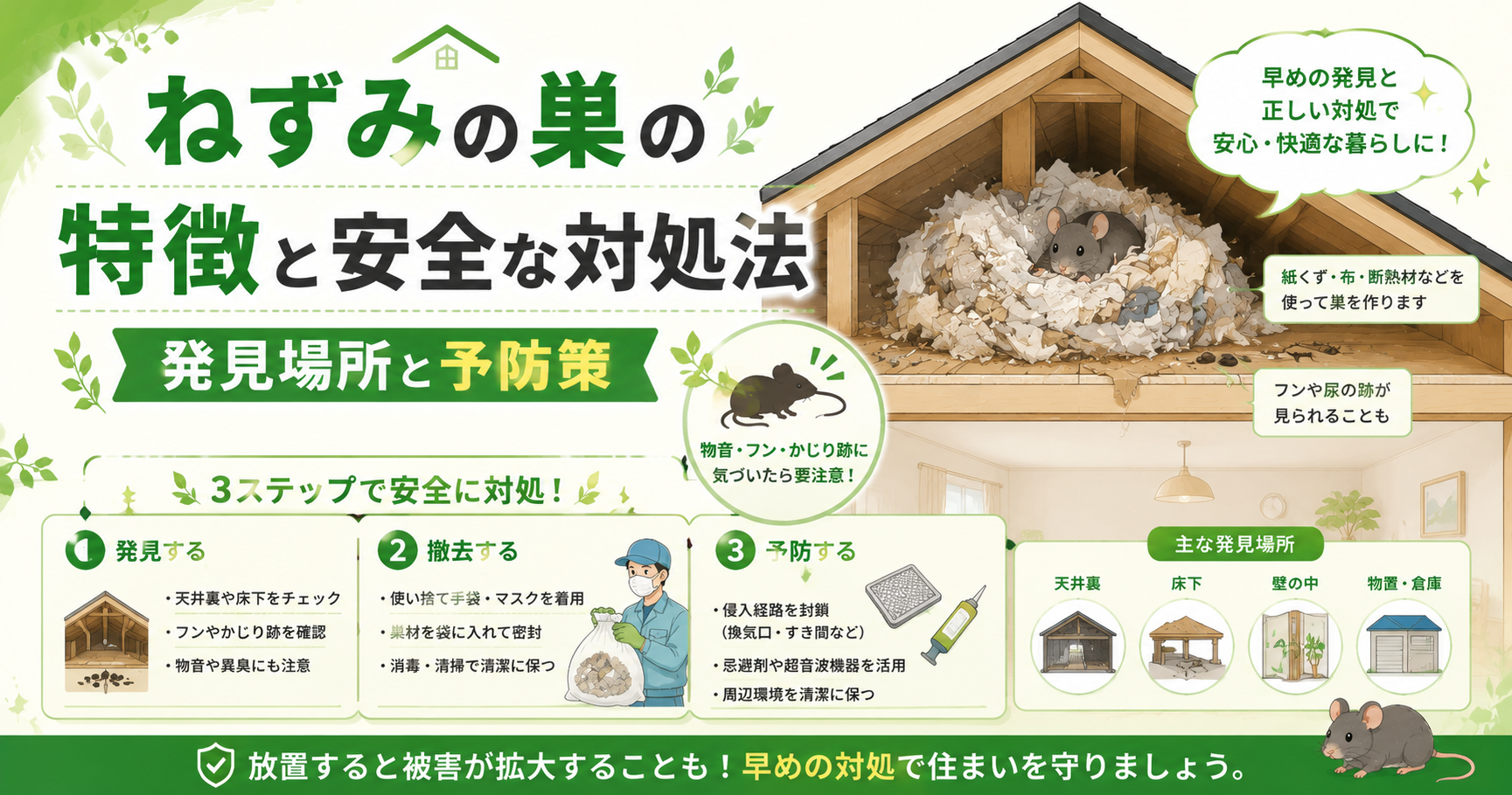 ねずみの巣 発見場所と対処法