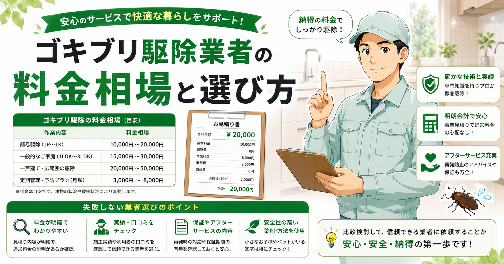 ゴキブリ駆除業者 料金相場と選び方