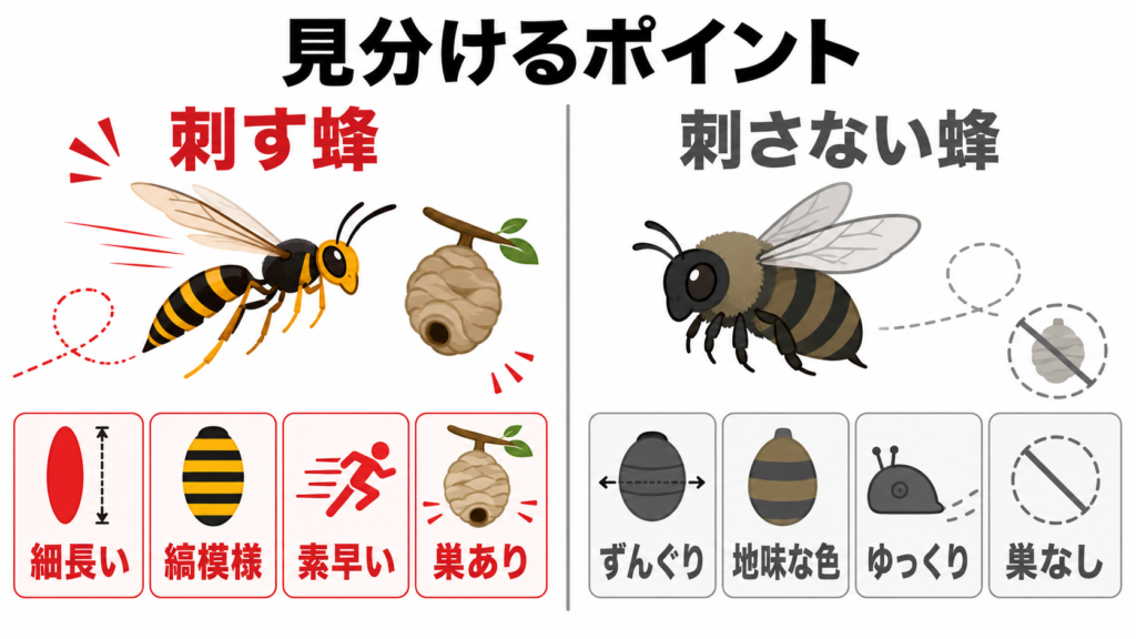 小さい蜂 刺す 刺さない 見分け方