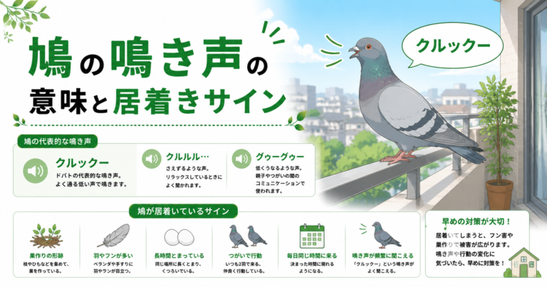 鳩の鳴き声の意味と居着きサイン｜種類と見分け方