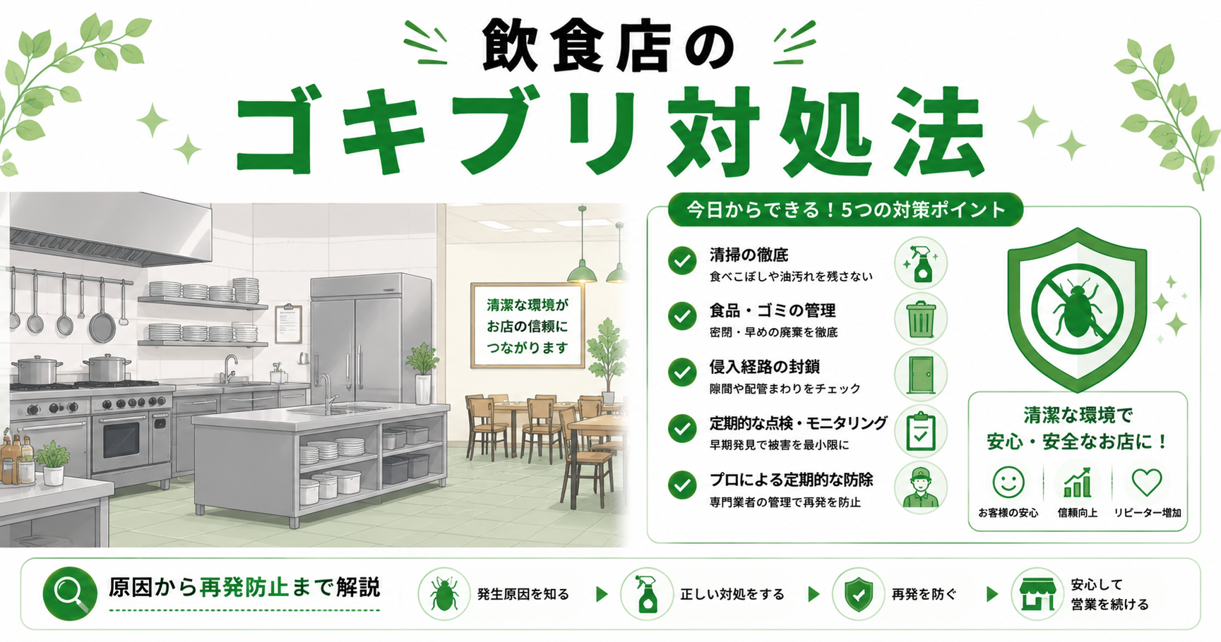 ゴキブリ飲食店 発生原因 イラスト