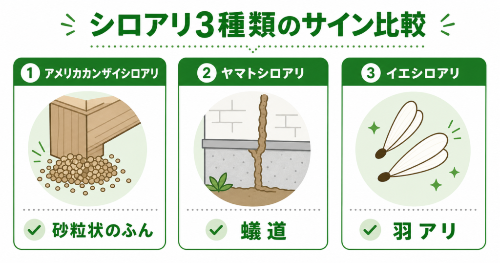 ロアリ3種類の見分け方 ふんと蟻道の違い