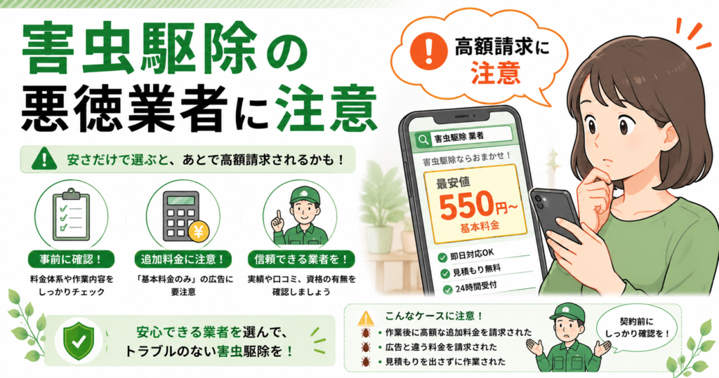 害虫駆除の悪徳業者に注意！よくある手口と依頼前の確認ポイント