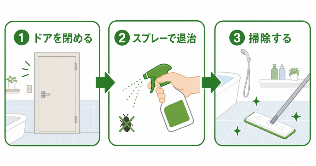 風呂場でゴキブリを見つけたときの対処ステップ3つ