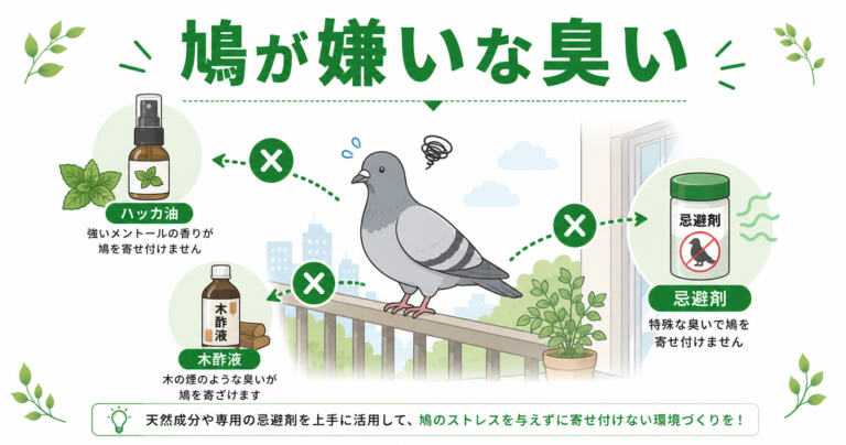 鳩が嫌いな臭い｜ハッカ油・木酢液の使い方と対策まとめ