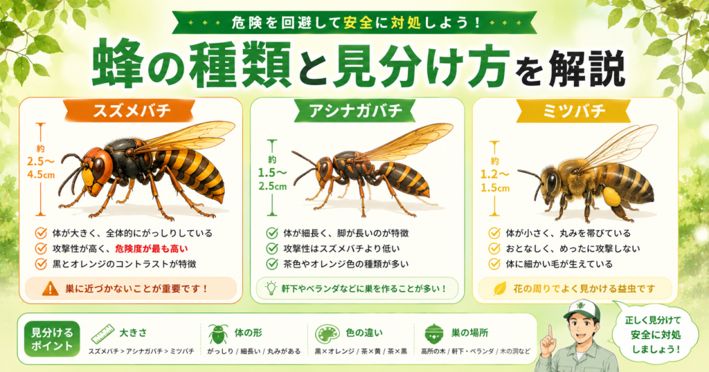 蜂の種類と見分け方を解説
