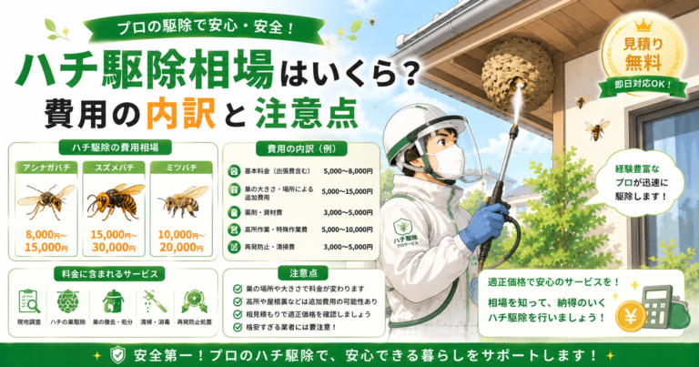ハチ駆除相場はいくら？費用の内訳と注意点