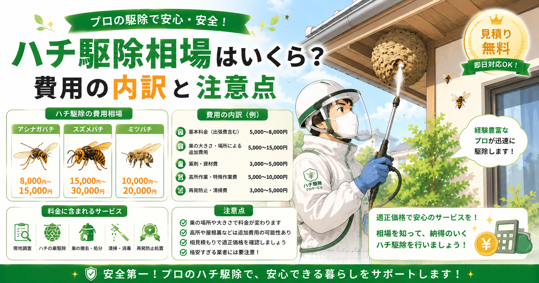 ハチ駆除 相場 費用 スズメバチ 業者
