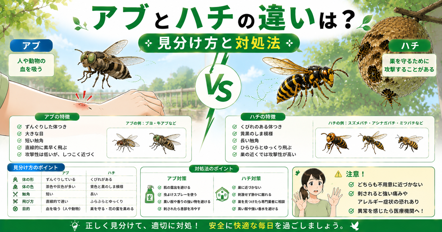 アブとハチの違いと見分け方