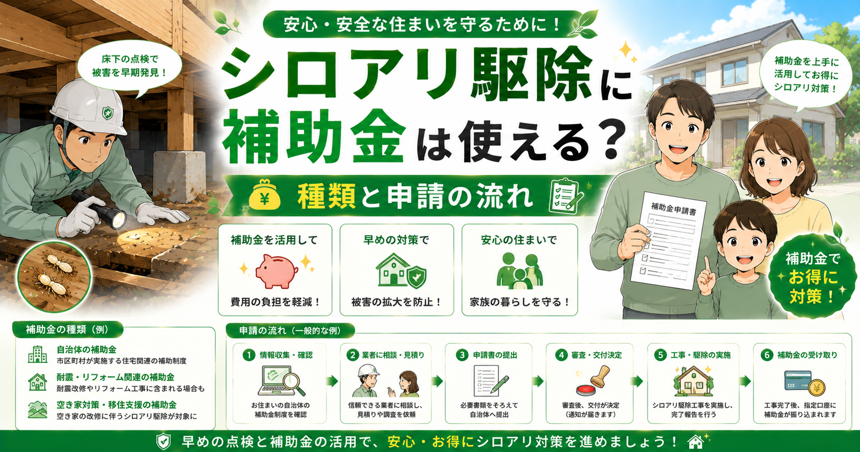シロアリ駆除補助金の種類と申請方法