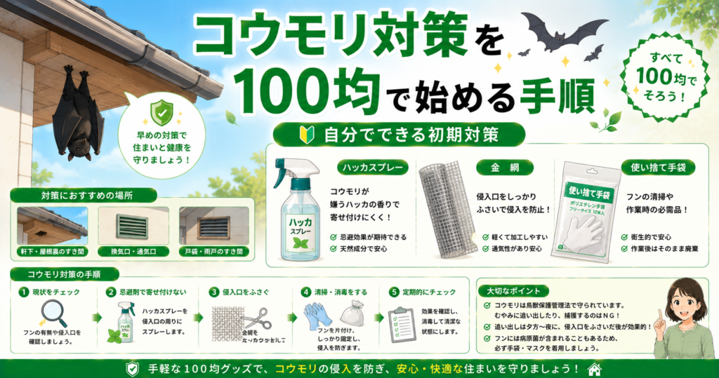 コウモリ対策を100均で始める手順