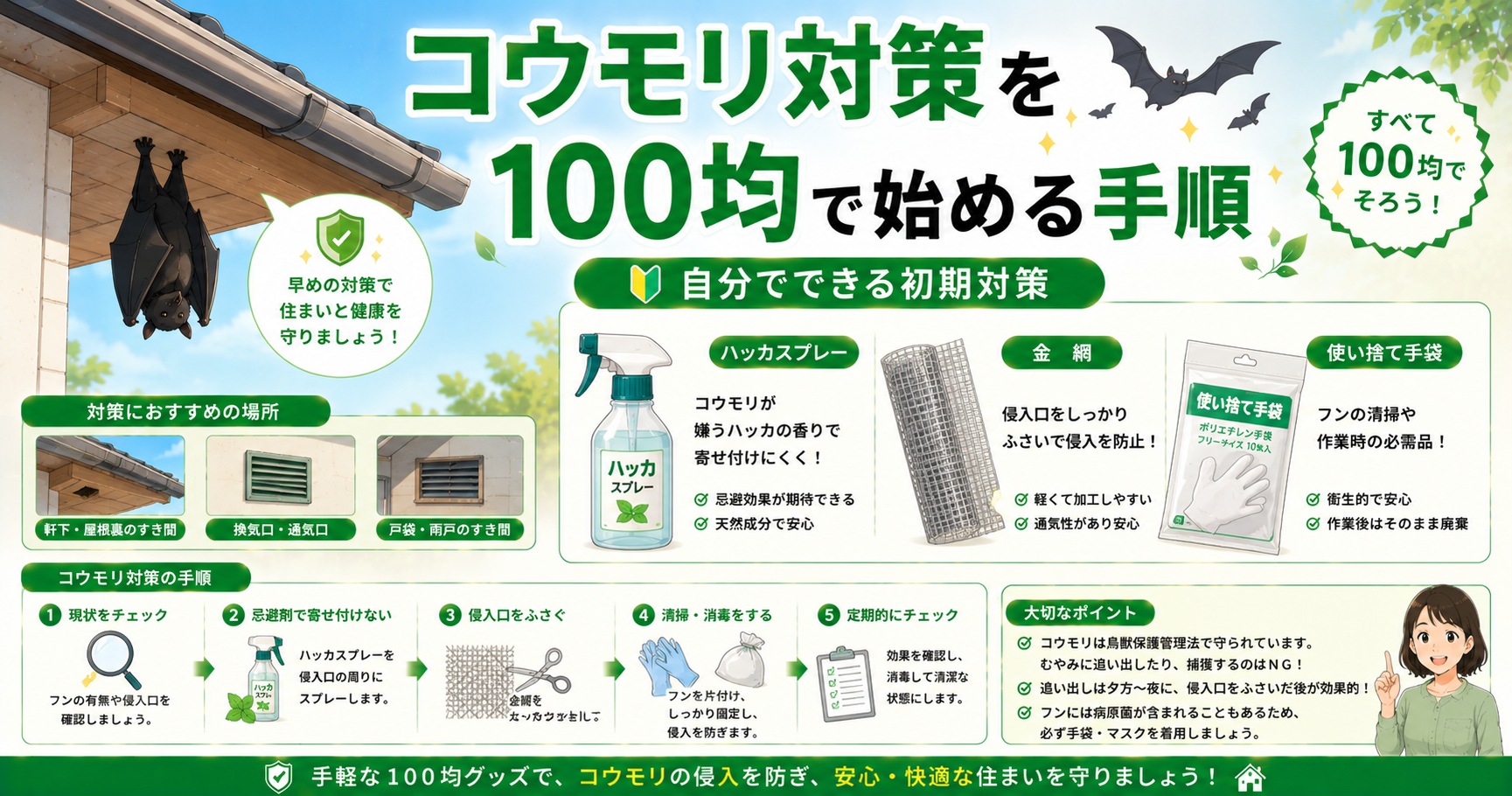 コウモリ対策 100均