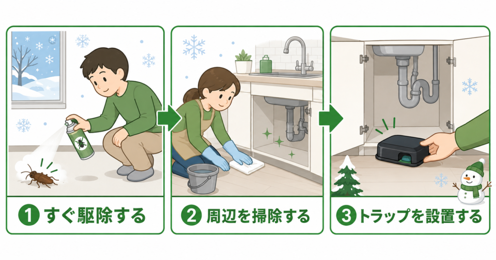 冬のゴキブリ駆除 3ステップ手順