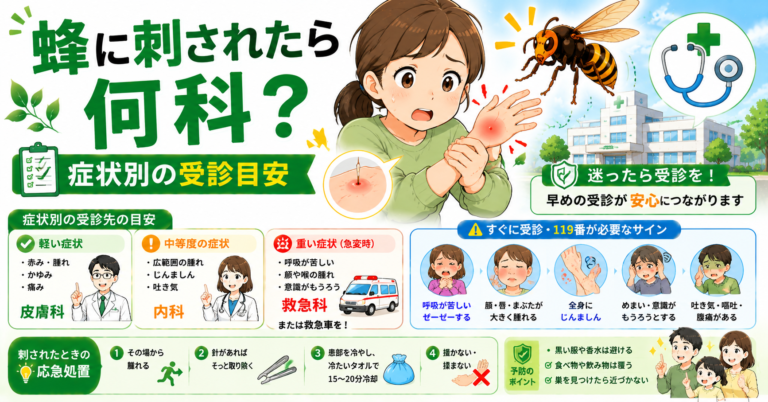 蜂に刺されたら何科？症状別の受診目安