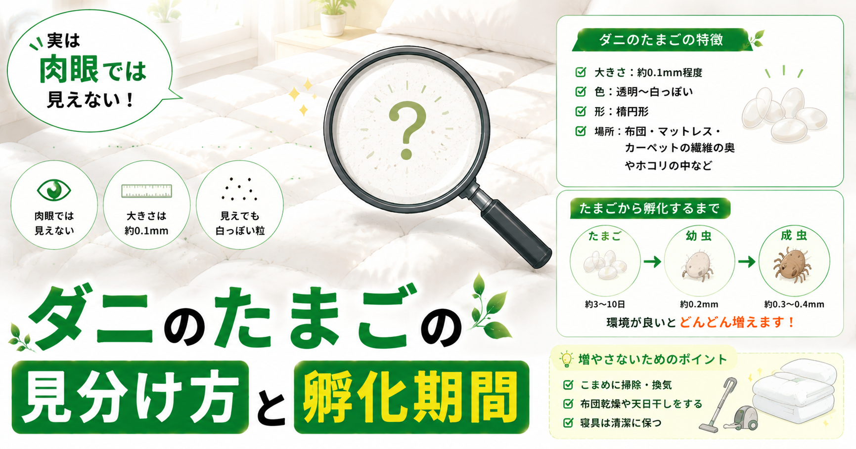 ダニのたまご 見分け方