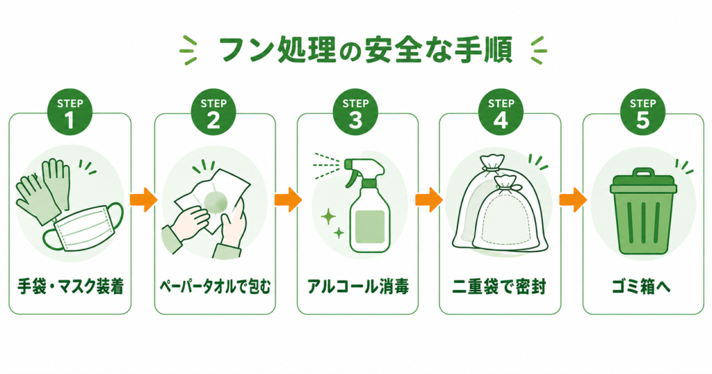 イタチのフンを安全に処理する5ステップの手順図解