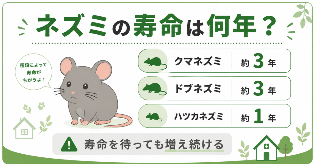 ネズミの寿命は何年？種類別の生態と放置するリスク