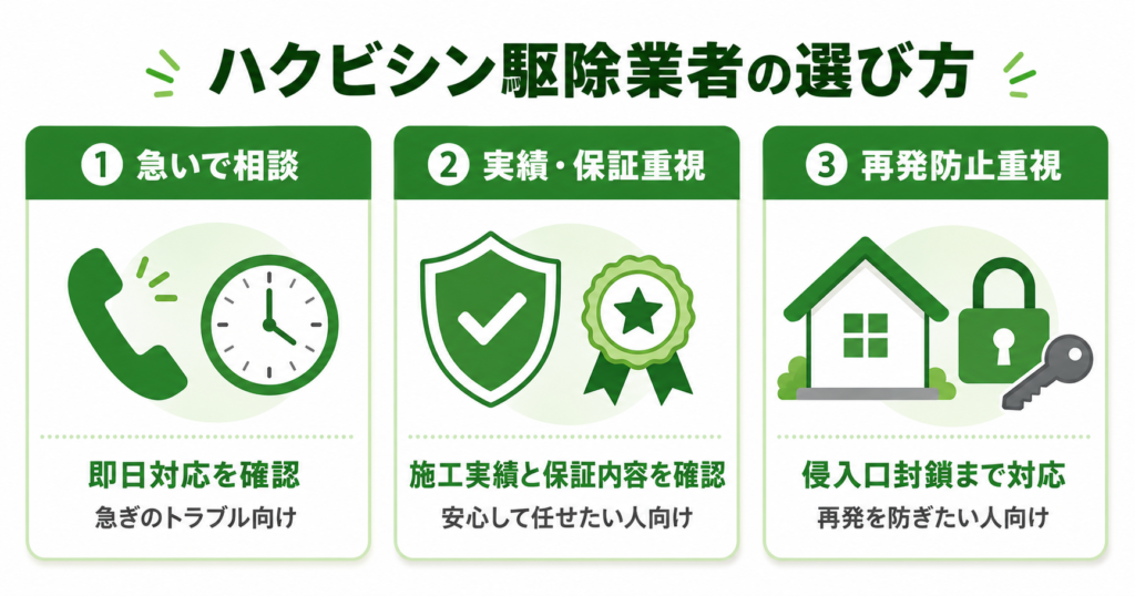 ハクビシン駆除業者の選び方を3パターンで図解