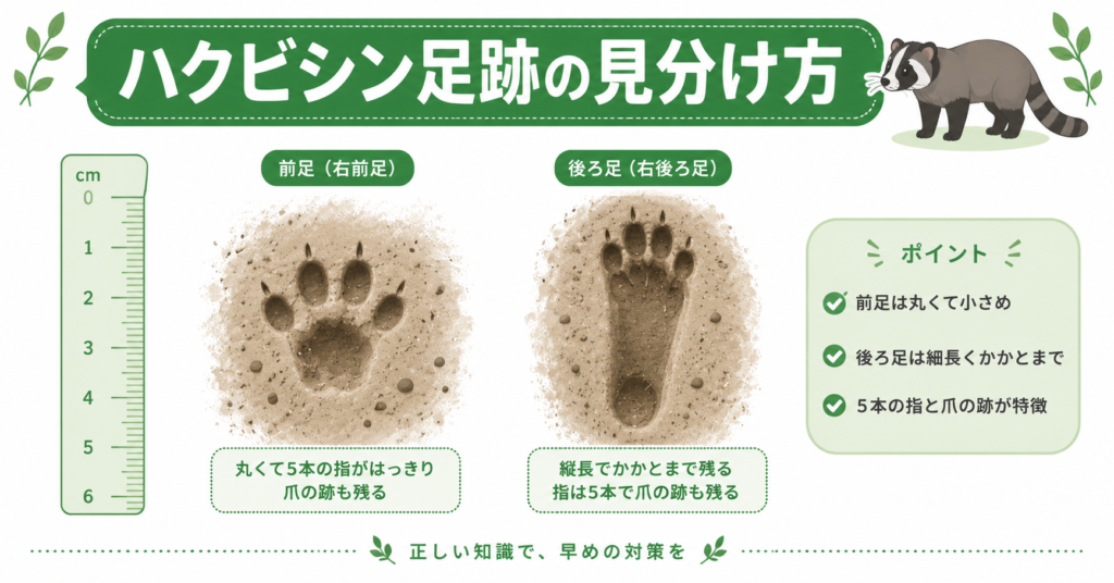 ハクビシン足跡の見分け方｜大きさ・形と他の動物との比較