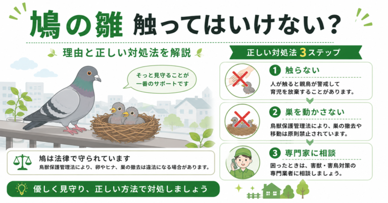 鳩の雛は触ってはいけない？理由と正しい対処法｜鳥獣保護法も解説