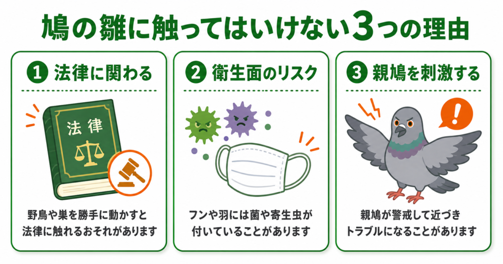 鳩の雛に触ってはいけない3つの理由
