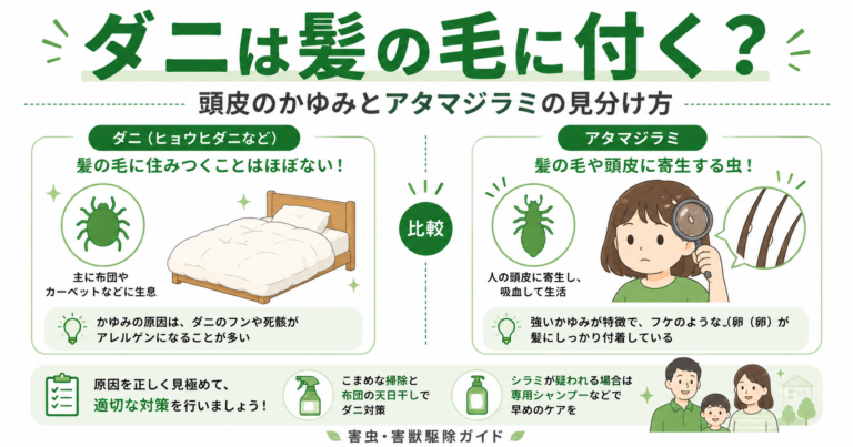 ダニは髪の毛に付く？頭皮のかゆみとアタマジラミの見分け方