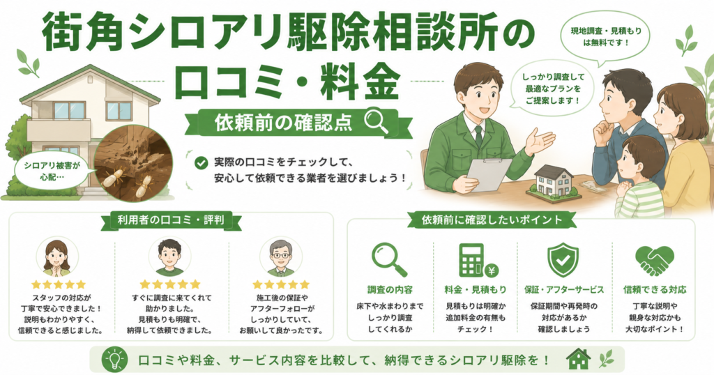 街角シロアリ駆除相談所の口コミ・料金｜依頼前の確認点