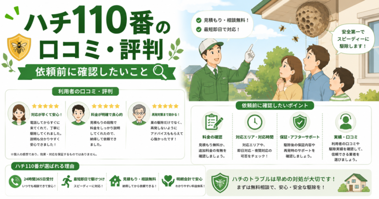 ハチ110番の口コミ・料金｜依頼前に確認したいこと