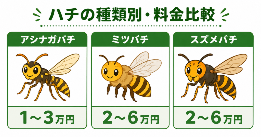 ハチの種類別駆除料金比較