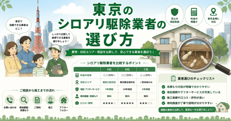 東京のシロアリ駆除業者の選び方｜費用相場と対応エリアを比較