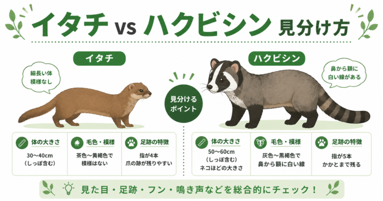 イタチとハクビシンの違いは？見た目・足跡・フンで見分ける方法