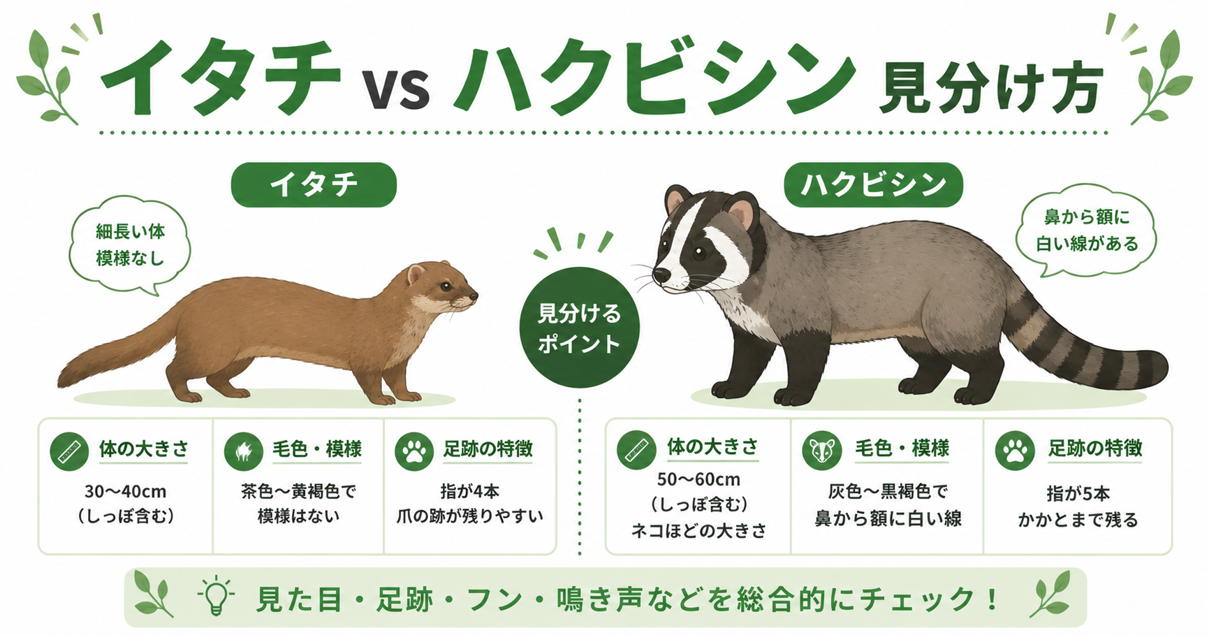 イタチ ハクビシン 違い 見分け方