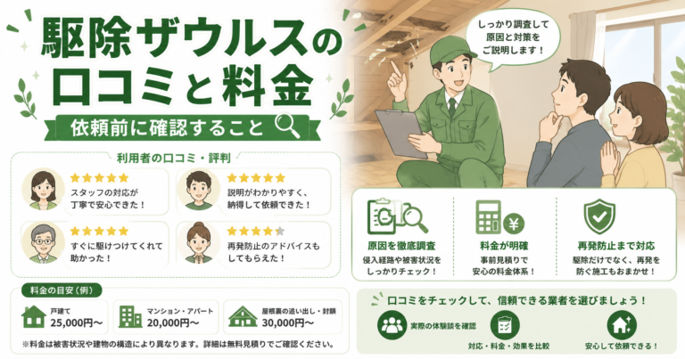 駆除ザウルスの口コミと料金｜依頼前に確認すること