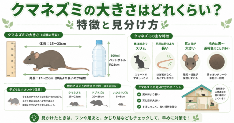 クマネズミの大きさはどれくらい？特徴と見分け方
