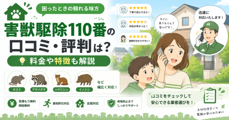 害獣駆除110番の口コミ・評判は？料金や特徴も解説